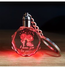 Işıklı Kristal Renk Değiştiren Anahtarlık Sevgili