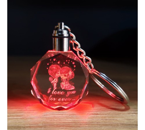 Işıklı Kristal Renk Değiştiren Anahtarlık Sevgili