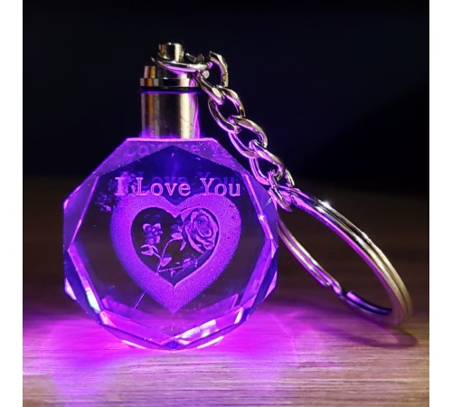 I Love You Kalpli Renk Değiştiren Işıklı Anahtarlık