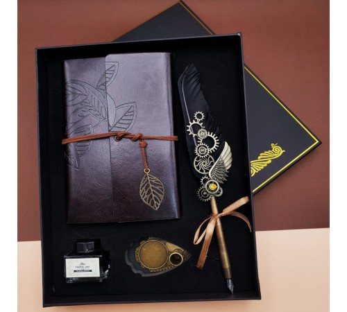 Tüylü Divit Hokka Kalem Seti Siyah