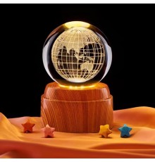 Dünya Tasarımlı Usbli Dönen Cam Küre