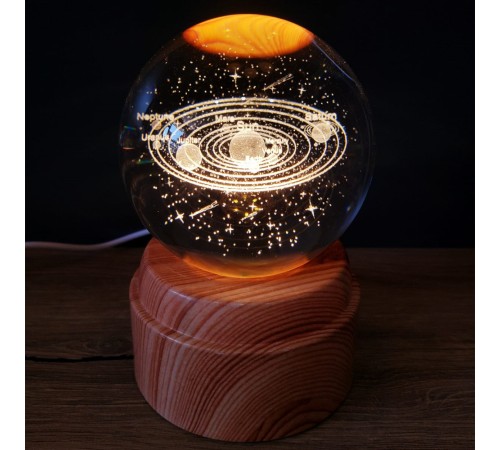 Gezegenler Tasarımlı Dönen Cam Küre