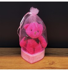 Hediyelik Pembe Tül Kese Ve Ayıcık