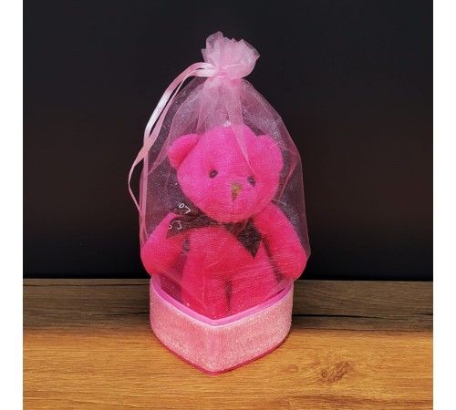 Hediyelik Pembe Tül Kese Ve Ayıcık