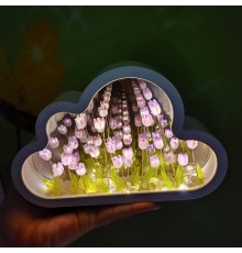 Bulut Tasarımlı Aynalı Lale Gece Lambası