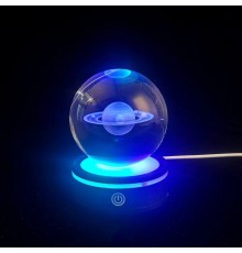 Satürn Gezegen Tasarım Dönen Usb li Cam Küre