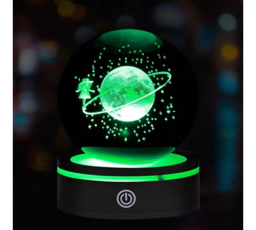 Renk Değiştiren Satürnlü Kız Dönen Cam Küre