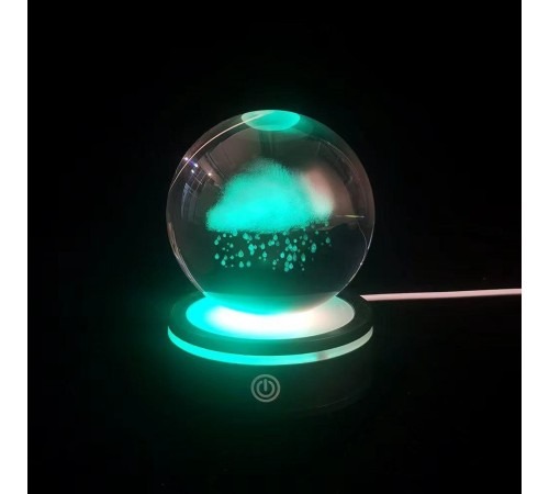 Yağmur Bulutu Tasarımlı Usb li Dönen Cam Küre