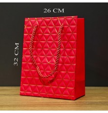 Büyük Boy Kırmızı Gold Desenli Hediye Çantası