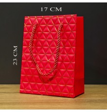 Küçük Boy Kırmızı Gold Renkli Karton Çanta