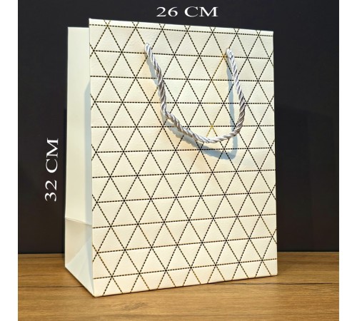 Büyük Boy Beyaz Desenli Hediye Çantası