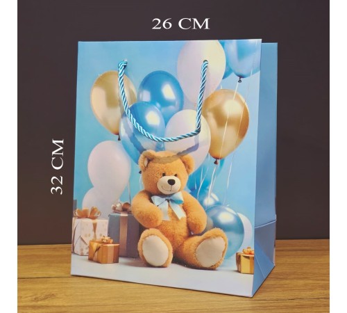 Büyük Boy Ayıcıklı Karton Hediye Çantası