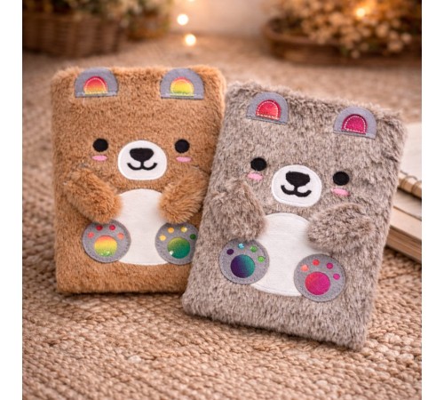 Sevimli Peluş Çizgili Defter