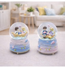 Orta Boy Müzikli Işıklı Romantik Sevgililer Kar Küresi