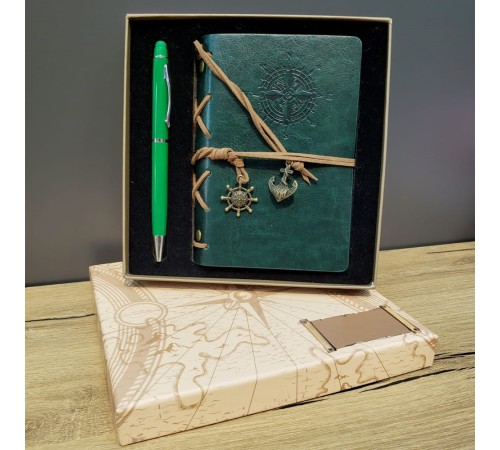Hediyelik Defter Kalem Kutulu Set Yeşil