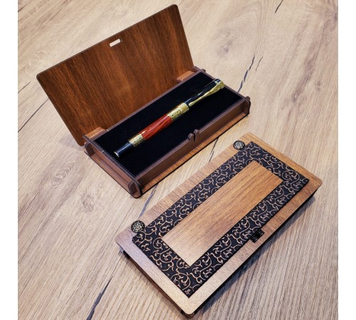 Premium Ahşap Deri Kutulu Metal Roller Kalem