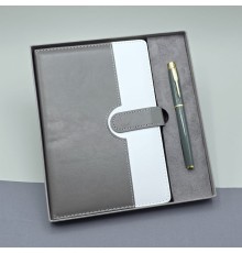 Gri Kutulu Deri Defter Roller Kalem Set