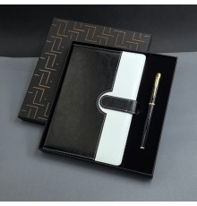 Siyah Beyaz Tarihsiz Ajanda Defter Kalem Seti