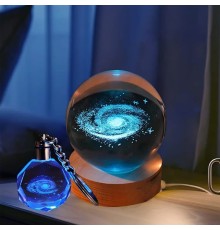 Toz Bulutu Tasarımlı Renk Değiştiren Usb li Cam Küre Ve Işıklı Anahtarlık