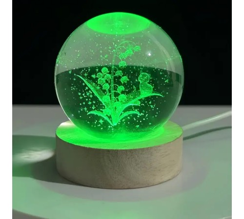 Ahşap Altlıklı Renk Değiştiren Usb li Cam Küre