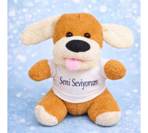 Seni Seviyorum Tişörtlü Sevimli Peluş Oyuncak Köpek