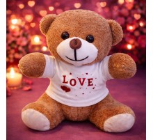 Love Baskılı Tişörtlü Kahverengi Ayıcık