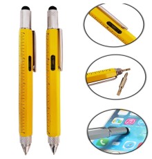 Cetvel Tasarımlı İlginç Tükenmez Kalem Sarı