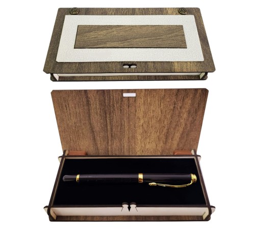 Deri Kutulu Kalem Ahşap Kutu Siyah Kalem