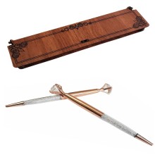 Ahşap Kutulu Elmas Başlıklı Tükenmez Kalem 1 Adet