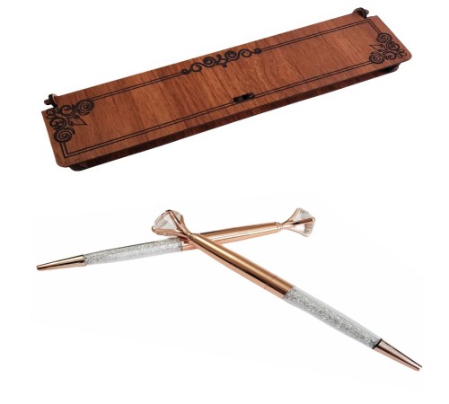 Ahşap Kutulu Elmas Başlıklı Tükenmez Kalem 1 Adet