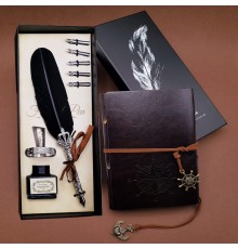 Tüylü Kalem ve Deri Defter Set 646