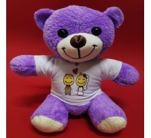 Aşık Çiftler Tişörtlü Mor Peluş Ayıcık