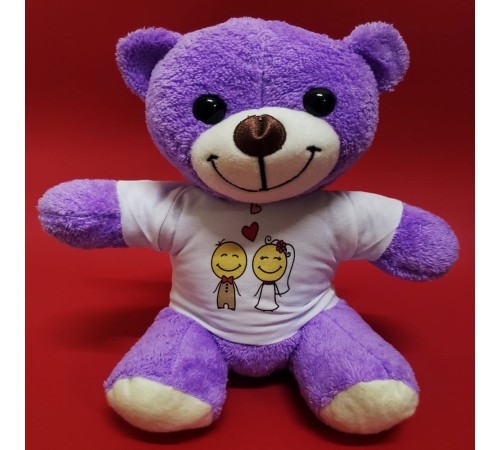 Aşık Çiftler Tişörtlü Mor Peluş Ayıcık