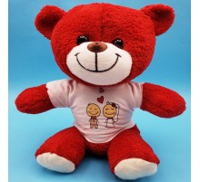 Gelin Damat Çift Baskılı Tişörtü Kırmızı Ayı