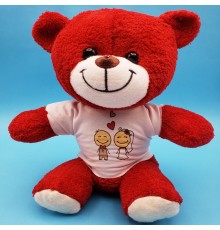 Gelin Damat Çift Baskılı Tişörtü Kırmızı Ayı