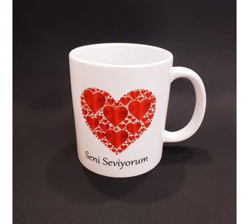Kalpli Seni Seviyorum Baskılı Kupa Bardak