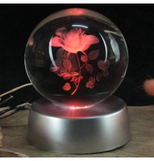 Renk Değiştiren Işıklı Cam Küre Gül