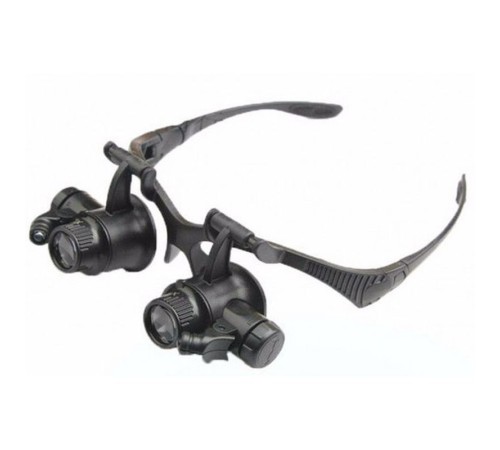 Gözlük Modeli 10X 15X 20X 25X Lens 2 Led Işıklı Büyüteç 9892G