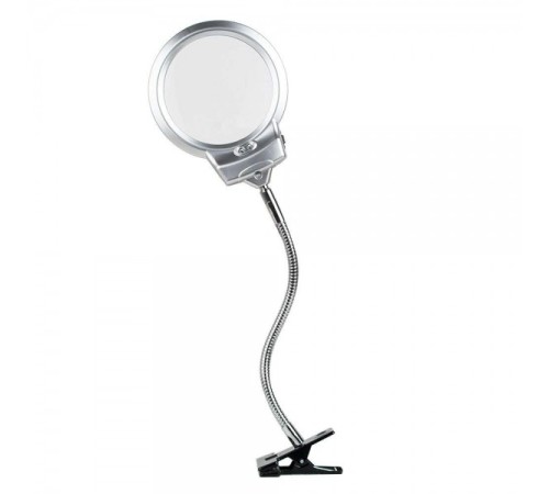 2.5 X 130 MM 5X24 MM LED Aydınlatmalı Büyüteç Masa üstü Metal Hortum Mandallı MG15124-C