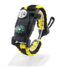 Pusula,Fenerli Yüksek Desibel Düdüklü Hayatta Kalma Kamp Bilekliği - SARI