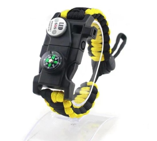 Pusula,Fenerli Yüksek Desibel Düdüklü Hayatta Kalma Kamp Bilekliği - SARI