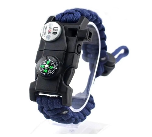 Pusula,Fenerli Yüksek Desibel Düdüklü Hayatta Kalma Kamp Bilekliği - MAVİ