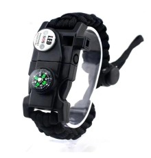 Pusula,Fenerli Yüksek Desibel Düdüklü Hayatta Kalma Kamp Bilekliği - SİYAH