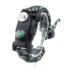Pusula,Fenerli Yüksek Desibel Düdüklü Hayatta Kalma Kamp Bilekliği - KARIŞIK YEŞİL