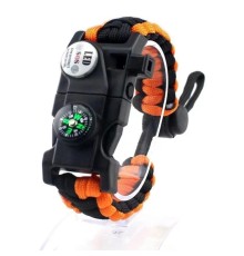 Pusula,Fenerli Yüksek Desibel Düdüklü Hayatta Kalma Kamp Bilekliği - TURUNCU