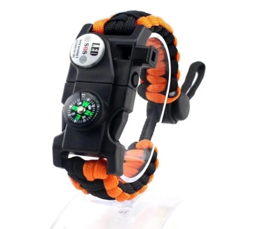 Pusula,Fenerli Yüksek Desibel Düdüklü Hayatta Kalma Kamp Bilekliği - TURUNCU