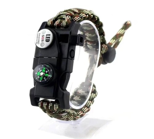 Pusula,Fenerli Yüksek Desibel Düdüklü Hayatta Kalma Kamp Bilekliği - AÇIK YEŞİL