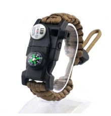 Pusula,Fenerli Yüksek Desibel Düdüklü Hayatta Kalma Kamp Bilekliği - KAHVERENGİ