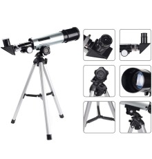 Mini Teleskop Kara Uzay Teleskobu Aliminyum Gövde Tripodlu 50 x 360