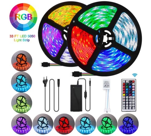 10 Mt Animasyonlu Tak Çalıştır Kumandalı Trafolu Rgb Şerit Işık Aydınlatma Şerit Led